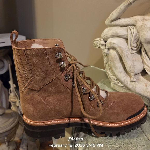 Marc Fisher Izzie Boots Hiking Suede Lug Sole Designer Shearing #38 - Picture 12 of 15